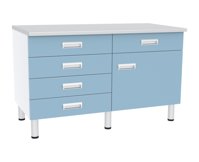 Стол лабораторный двухтумбовый с дверью и ящиками СЛ-04-«МСК» (код СЛ-04-120)